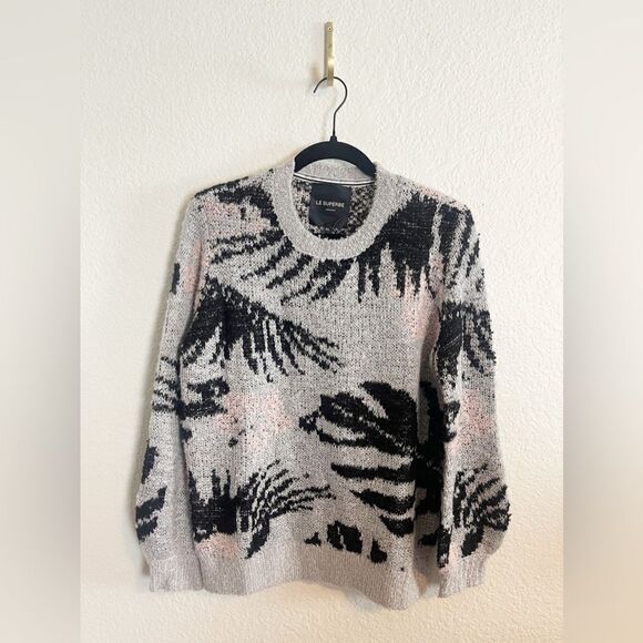 Le Superbe Sweater in Tropi-Call Crewneck Grey Black Pink XS Reg. $325 NWT - Picture 4 of 7